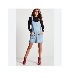 Vintage Denim Jeans Overall Dress With Pockets Size Medium